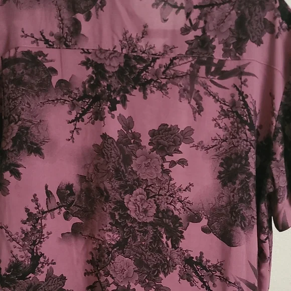 Floral Patterned Men's Shirt - Maroon and Black - Picture 4 of 6